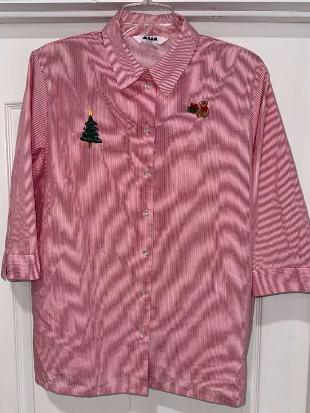 VINTAGE Alia Sport Red & White Striped Holiday Blouse